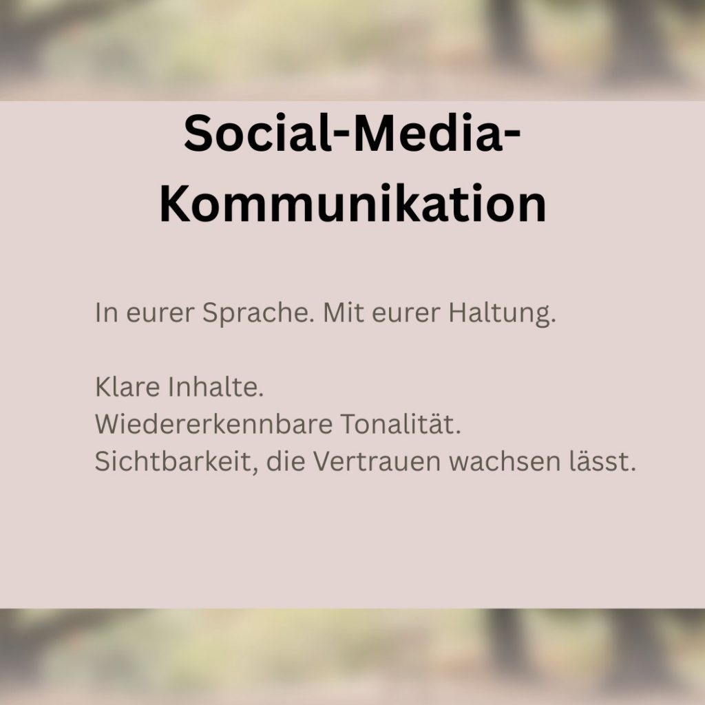 Grafik mit dem Titel „Social-Media-Kommunikation“ im ruhigen Markendesign von Anne Hofmann.